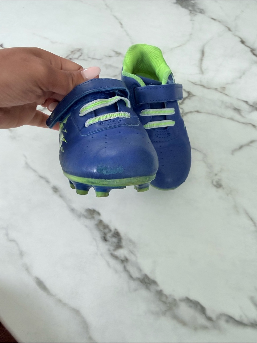 Stride Rite Kids Soccer Cleats - Blue and Lime - Picture 5 of 11